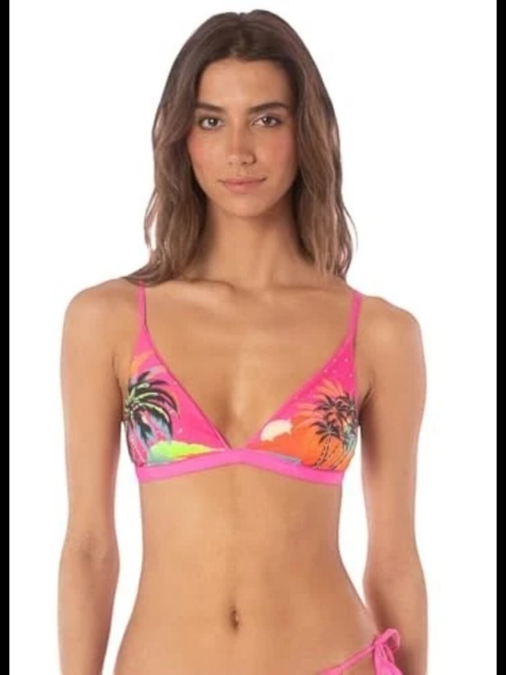 Maaji Poppy Pink Ivy Reversible Triangle Bikini Top Large NWT